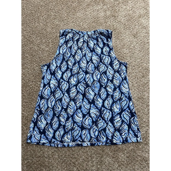 Lilly Pulitzer Essie Dive In Tank Top Womens Small Blue Black All Over Print - Picture 2 of 8